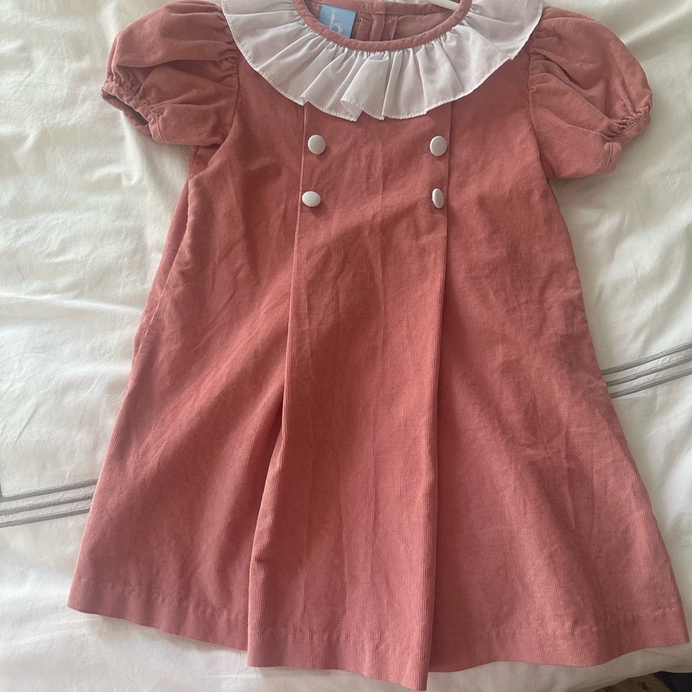 Bella Bliss Pink A-line Dress with Ruffled Bib Collar